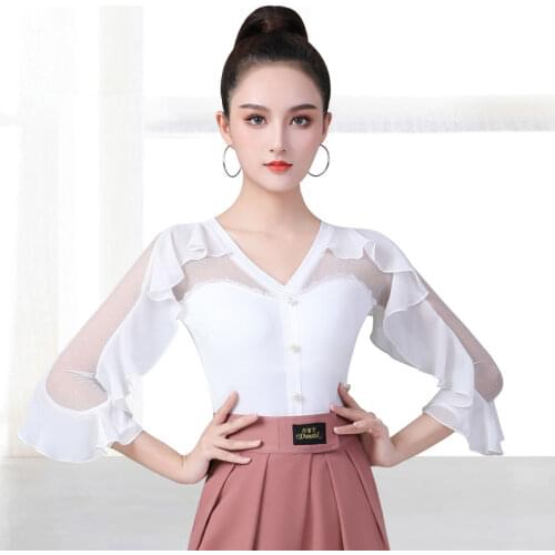 Damboro 2021 new style modern dance jacket ballroom dance costume exercise suit white one-piece lady beautiful dance dress