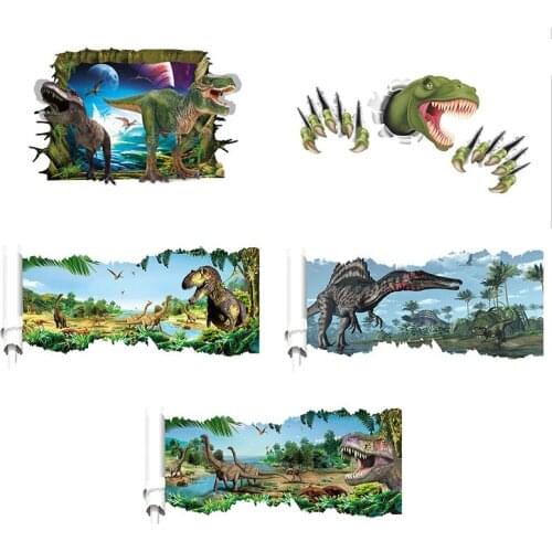 Stereoscopic Vision Newest 10 Tyeps 3D Cartoon Movie Dinosaur Home Decal Wall Sticker/Boys Love Kids Room Decor Child Gifts