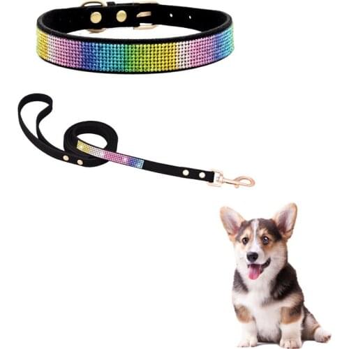 Sparkling Diamond Inlaid Pet Collar Microfiber Cat and Dog Collars Are Suitable for Large Medium and Small Dogs Pet Accessories