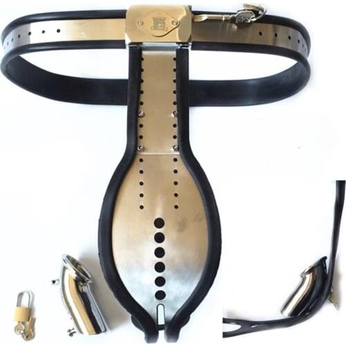 Super Male Adjustable Model T Stainless Steel Chastity Belt Wi Invisible Detachable Cock Cage Penis Sleeve Adult Bondage Sex Toy