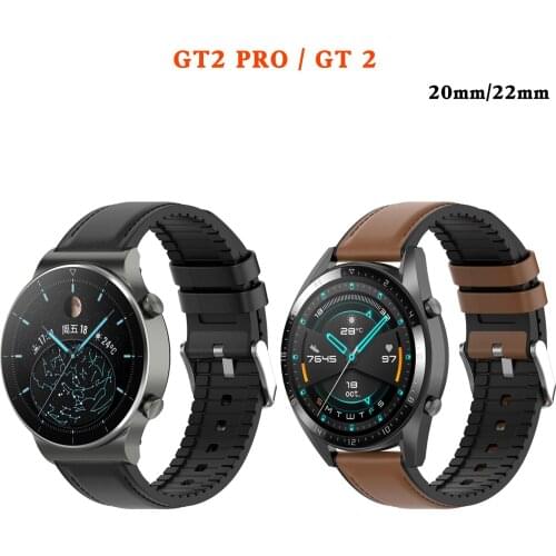 22mm 20mm Leather Silicon for huawei GT2 pro GT 2 42mm 46mm GT2e GS pro honor magic watch 2 46mm 42mm honor ES Watch Band Strap