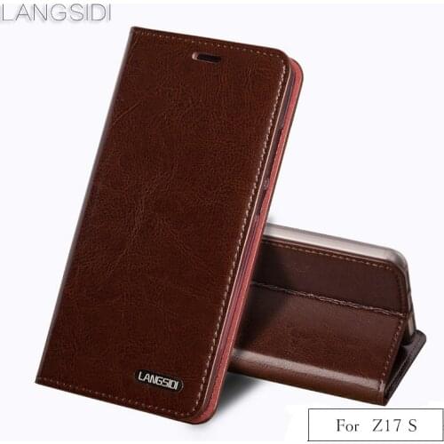 Luxury Flip three card oil wax skin flip phone holster For Nubia Z17 S phone case all handmade custom