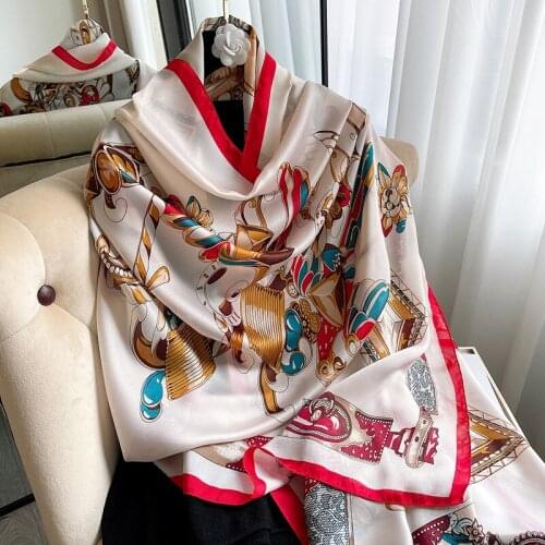 2021 luxury brand ladies scarf silk scarf shawl painted shawl painting pashmina Women Neck Wrap Hijab Foulard Scarves Female