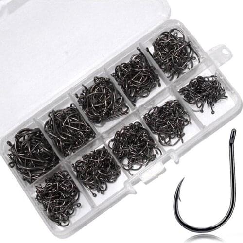 100pcs Fishing Hooks Set Carbon Steel Single Circle Fishhook Fly Fishing Jip Barbed Carp Hooks Sea Tackle Accessories