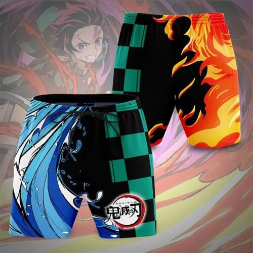Anime Demon Slayer Pants Kimetsu No Yaiba Casual Breathable Shorts Cosplay Print Loose Streetwear Costumes Carnaval Unisex Pant