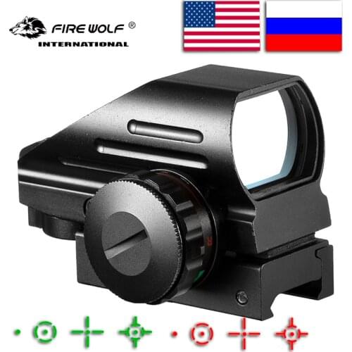Tactical Reflex Red/Green Laser 4 Reticle Holographic Projected Red Dot Sight Scope Airgun Sight Hunting 11mm/20mm Rail Mount AK