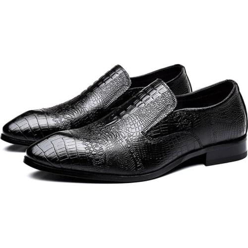 Handmade Mens Wedding Shoes Genuine Leather Brogue Shoes Mens Dress Shoes Slip on Business Formal Shoes for Men