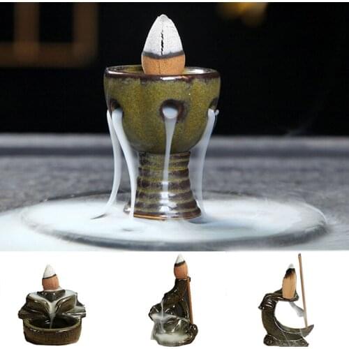 Waterfall Incense Burner Backflow Aromatherapy Ceramic Incense Holder Incense Fountain Backflow Incense Cones Home Decor Office