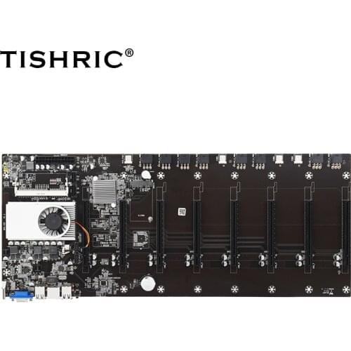 TISIRIC BTC-T37 Mining Motherboard Expandable 8 Graphics Card Slots With 4/8GB DDR3 128GB MSATA SSD 10X8Pin Power Cable