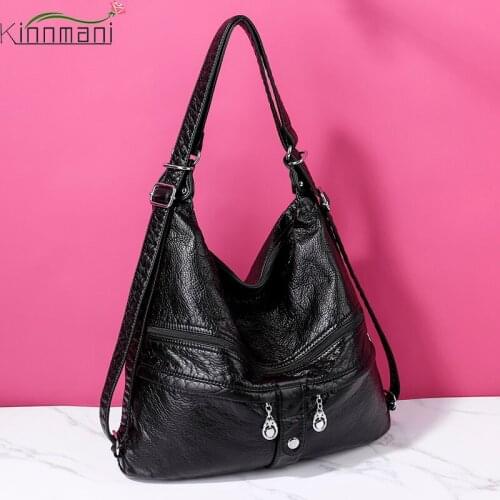 KINNMANI 2021 High Quality Leather Backpacks Women Travel Bagpack Female Large Capacity School Backpack Shoulder Bags for Women