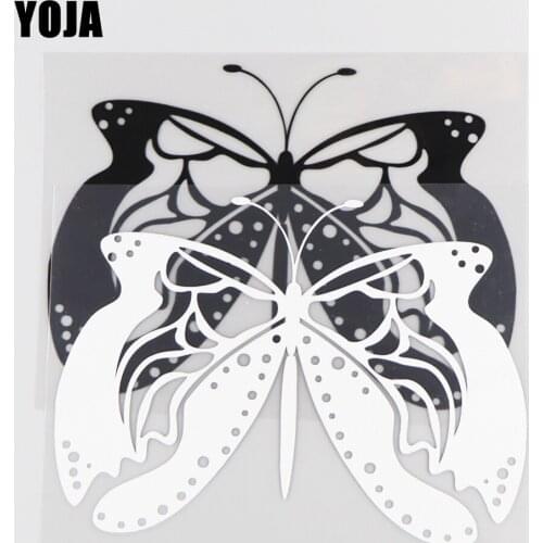 YOJA 16.7×11.9CM Animals Butterfly Decal Cartoon Car Sticker Vinyl Pattern Black/Silver 19C-0065