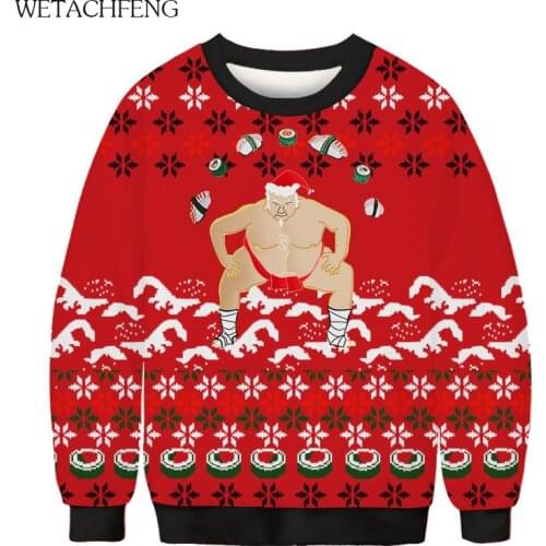 Funny Ugly Christmas Sweater Men Women 3D Novelty Holiday Xmas Pullover Sweatshirt Plus Size Sweaters Jumpers Tops Mens Clothes