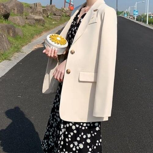 2021 Office Lady White Blazers Women Autumn Winter Long Sleeve Coats Female Single Button Solid Jacket Woman Pockets New Outwear