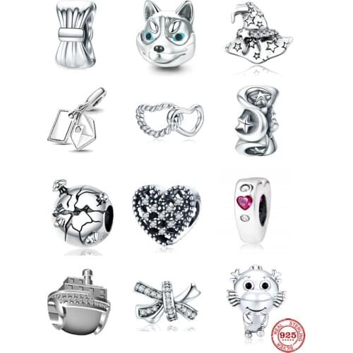 Hot Sale 100% Real 925 Sterling Silver dog hat bow diy Charm Fit Original Pandora Bracelet Making Fashion DIY Jewelry For Women