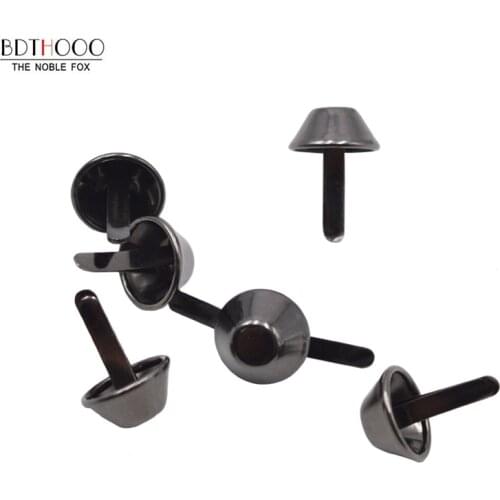 100pcs/lot 15mm DIY Black Metal Crafts Purse Feet Rivets Studs Pierced for Leather Handbag Punk Decor Rivets Bag Shoes