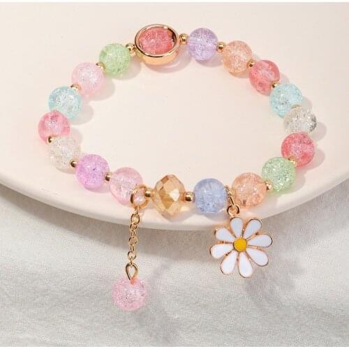 2021 Wholesale New Fashion Natural Beaded Flower Bracelet for Women Stretch Bracelets Bangles