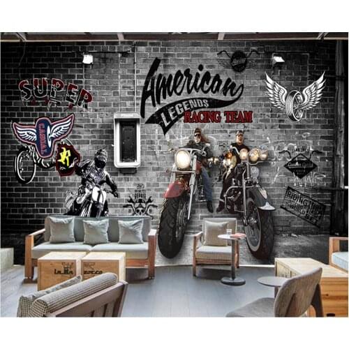 Custom photo mural 3d wallpaper Hand painted brick wall retro european motorcycle living room home decor wallpaper for walls 3 d