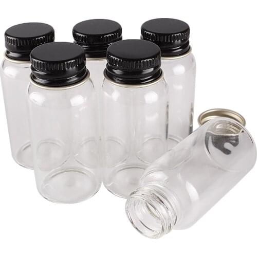 5pcs 20ml 27*58mm Glass Bottles Glass Jars with Black Aluminum Lids Potion bottles Glass Vials for Wedding Favors