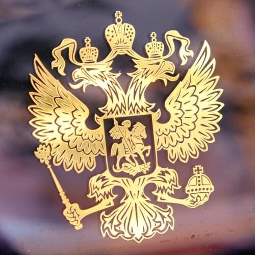 8.4*9.2cm Coat of Arms of Russia Nickel Metal sticker decals Russian Federation car stickers