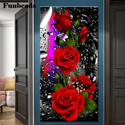 5D DIY Diamond Painting Red Rose Full Square/Round Diamond Mosaic Cross Stitch Home Decor Beautiful Flower Large Decor FF5548