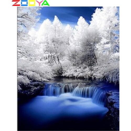 5D Diy Full Diamond Painting Natural Scenery Cross Embroidery Forest Waterfall 3D Diamond Painting Mosaic Embroidery Sp414