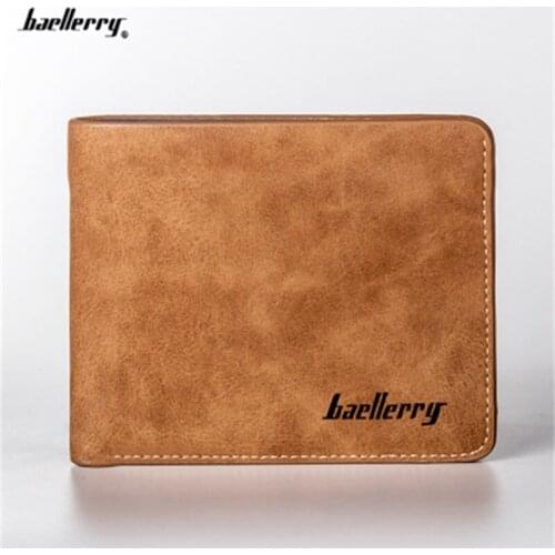 Baellerry Fashion New Mens Casual Retro Short Wallet Frosted Horizontal Vertical Wallet Card Bag Coin Purse