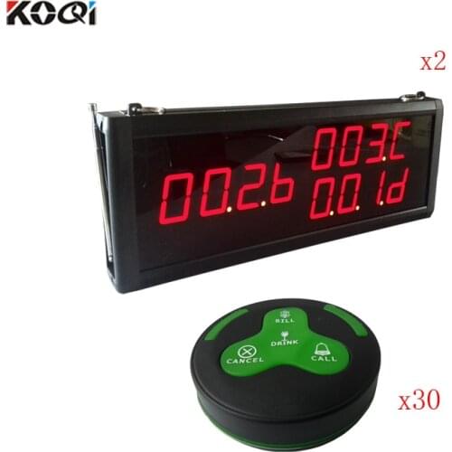 Wireless Buzzer Quiz System 300m Wireless Transmitter And Receiver Equipment For Eestaurant Hotel ( 2 display 30 call button)