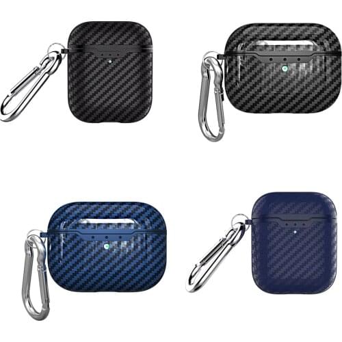 Cover for AirPods Pro Case Carbon fiber Pattern Case for Apple AirPods 2 1 3 Pro Silicone Wireless Earphone Covers with Keychain