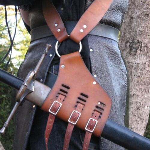 Men Knight Weapon Costume Gear Rapier Ring Belt Holster Medieval Shoulder Strap Sword Holder Sheath Scabbard Frog Adult