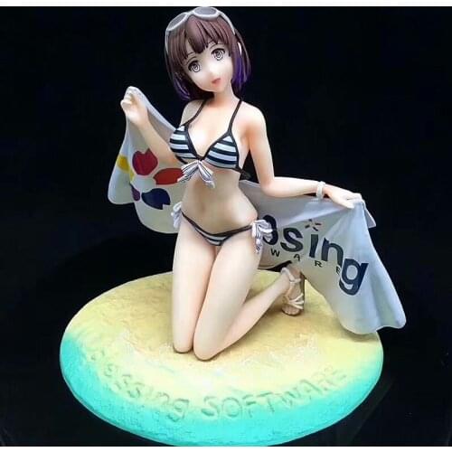 20CM Japanese anime figure saenai heroine no sodatekata Megumi Kato Kneeling beach swimsuit ver action figure
