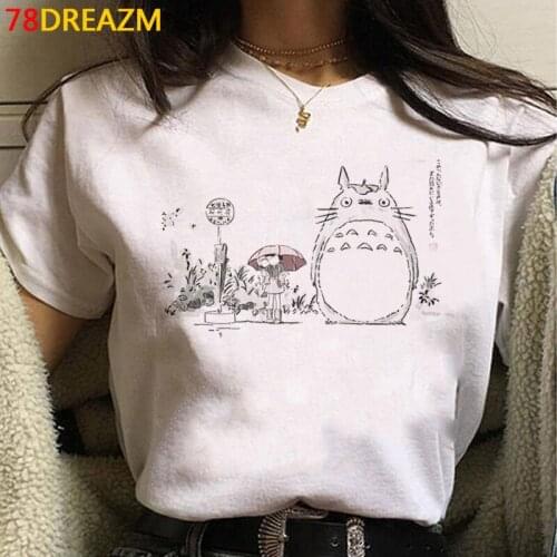Totoro Studio Ghibli Harajuku Kawaii T Shirt Women Ullzang Miyazaki Hayao Graphic Tees Cartoon T-shirt Cute Anime Top Tee Female