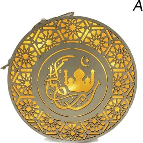 Eid Mubarak Wooden Ornament Ramadan Wood Table top Decor Moon Star Hanging Pendant for Ramadan Mubarak Eid SAL99