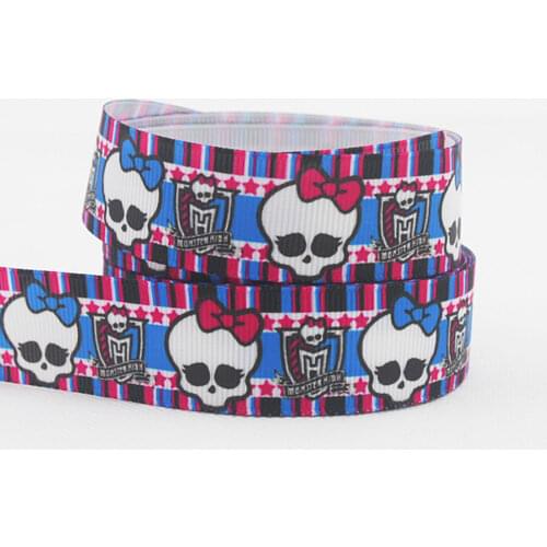 [IuBuFiGo] New 50yd Skulls ribbon,7/8 inch Printed Grosgrain ribbon,Hair bow DIY Handmade Blue ribbons,X1746 Free shipping