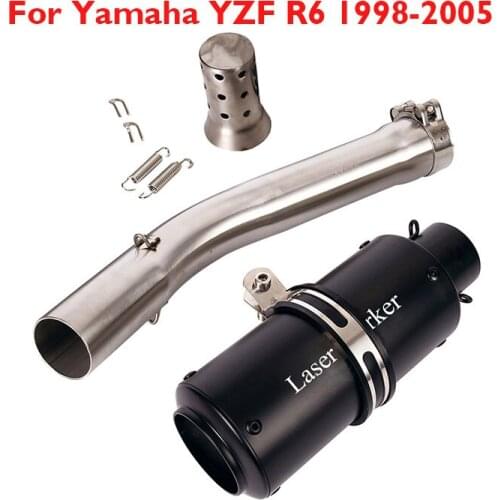 Motorcycle YZF-R6 Exhaust Muffler With DB Killer Tip Silencer Middle Connect Link Pipe for YAMAHA YZF R6 1998-2005