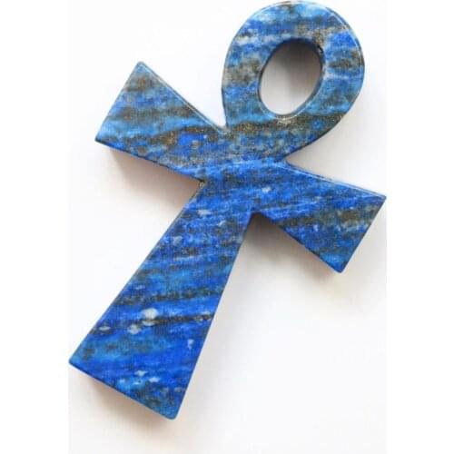 Natural Lapis Lazuli Crystal Stone Egyptian Cross Decor