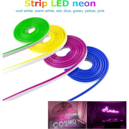 Neon LED Strip Blue Green Red Yellow Warm White Pink Rope Light Flexible Led Tape12V Waterproof Decoration Art for Wall Party