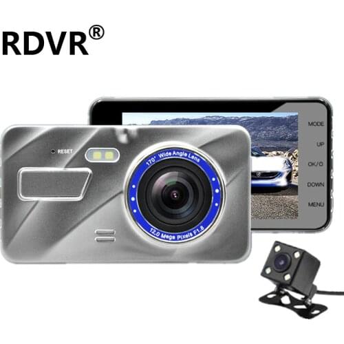 New Dual Lens Dash Cam Car Dvrs Registrator FHD 1080P 4" IPS with Rear view camera Night Vision Video Recorder Parking Monitor