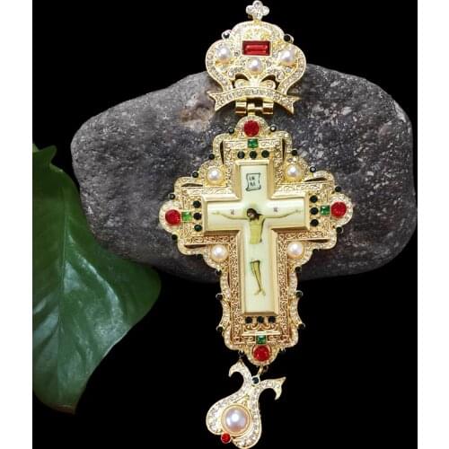 Pectoral Pendants Jesus Cross Orthodox Church Crucifix Religious Icon Byzantine Art Holy Cross For Priests Pendant Long Necklace