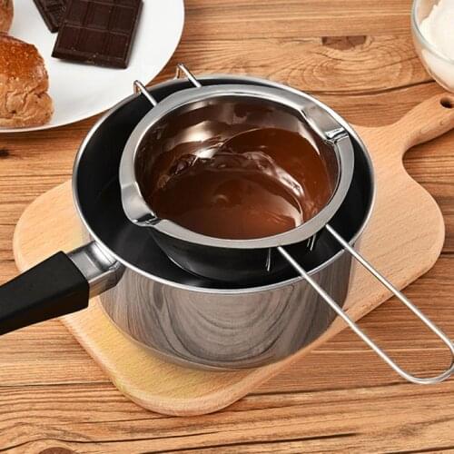 Portable Melting Pot With Long Handle Stainless Steel Chocolate Butter Fondue Melting Pot Kitchen Milk Pot Boiler Cooking Tool
