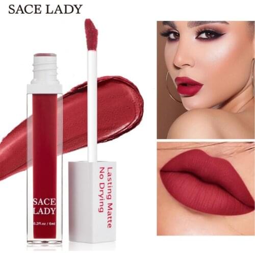 SACE LADY 1pcs Lip Gloss Long Lasting Moisturizing Waterproof Sweatproof Matte Velvet Liquid Lipstick Lips Makeup Cosmetic TSLM1