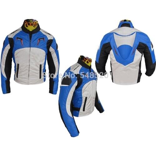 Blue Black Red Mens Textile Motorcycle Riding Jacket with Protectors with Cotton Lining A Star Racing Jacket