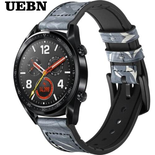 UEBN 20mm 22mm leather+silicone band for Huawei Watch GT 2 42mm 46mm belt high quality breathable for HONOR Watch Magic bands