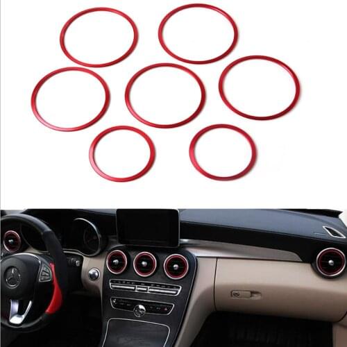 Yubao 7Pcs Red Air Conditioning Vent Outlet Ring Cover Trim Cover For Mercedes Benz C C43 C63 AMG GLC Class 2015-2019