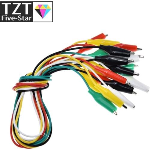 TZT 10PCS Alligator Clips 50CM Electrical DIY Test Leads Alligator Double-ended Crocodile Clips Roach Clip Test Jumper Wire