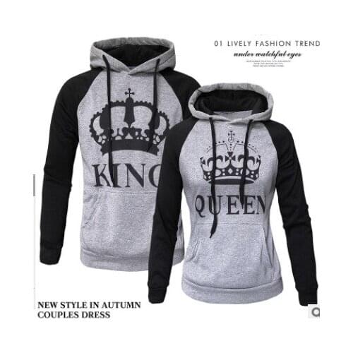 Woman Korean Clothes Woman Sweatshirt QUEEN KING Lover Hoodies