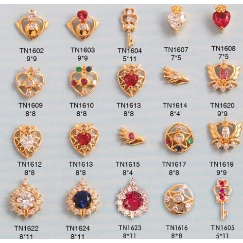 10pcs Alloy Zircon Sailor Moon love Nail Art Crystals nail jewelry Rhinestone nails accessories supplies nail decorations charms