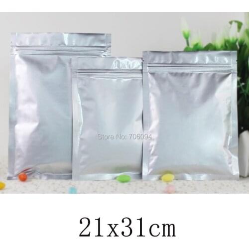 100PCS 21*31cm(8.27''*12.2'') Matte silver Aluminum Foil Reclosable Zipper Packing Pack Bag ZipLock Bag Tea coffee pack pouch