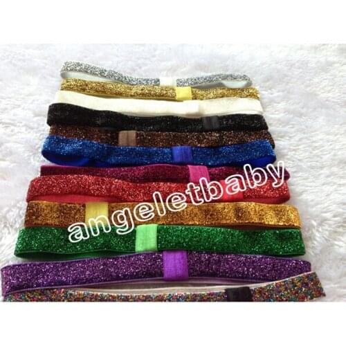 100pcs European and American Hot 1.5cm wide headband children Glitter glitter headband velvet elastic hair band FD6509