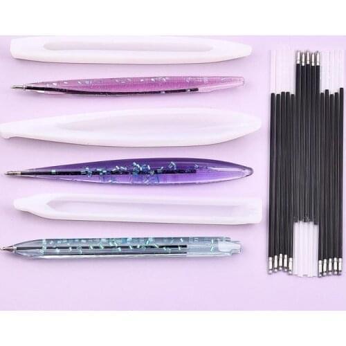 2021 Transparent Handmade Ballpoint Pen Silicone Mold UV Resin Epoxy Pen Holder Resin Casting Mold Penholder DIY Jewelry Making