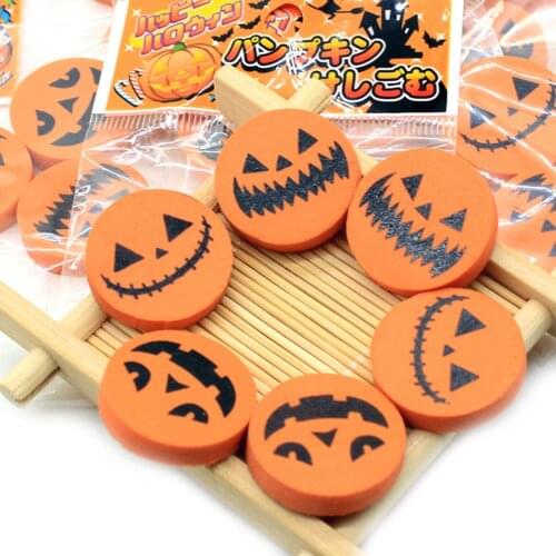 3 Pcs/pack Novelty Halloween Pumpkin Cute Style Kids Eraser Pencil Rubber Eraser Student Gift Stationery